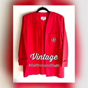 VINTAGE! Oversized BF Blazer W/Nautical Embroidery